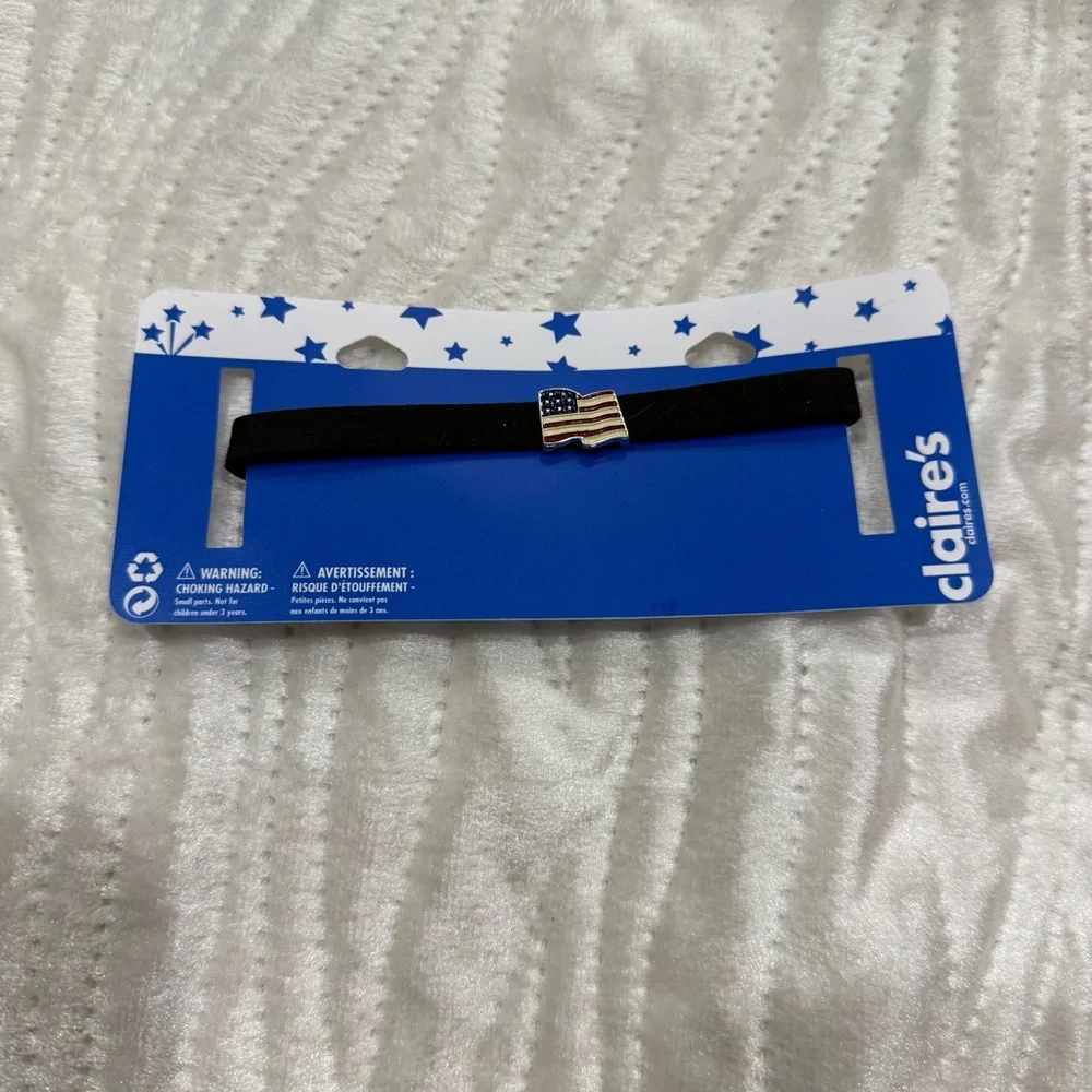 10 for $10 Claire's Black Choker with Flag Charm
